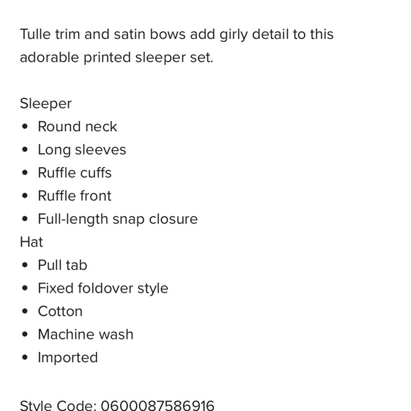 Little me 3 moths baby girl’s damask footie sleeper with hat - Picture 9 of 9